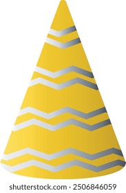 Gold Birthday Hat Icon. Party Hat. Vector Illustration in Simple Cartoon Design. Isolated on White Background