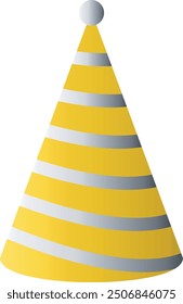 Gold Birthday Hat Icon. Party Hat. Vector Illustration in Simple Cartoon Design. Isolated on White Background