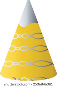 Gold Birthday Hat Icon. Party Hat. Vector Illustration in Simple Cartoon Design. Isolated on White Background