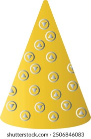 Gold Birthday Hat Icon. Party Hat. Vector Illustration in Simple Cartoon Design. Isolated on White Background