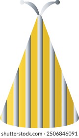Gold Birthday Hat Icon. Party Hat. Vector Illustration in Simple Cartoon Design. Isolated on White Background