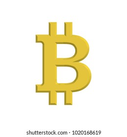Gold Bit coin 3d effect icon. Crypto currency vector illustration.