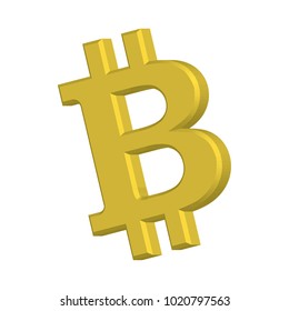 Gold Bit coin 3d effect icon. Crypto currency vector illustration.
