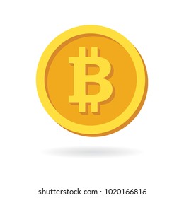 Gold Bit coin icon. Crypto currency bitcoin vector illustration.