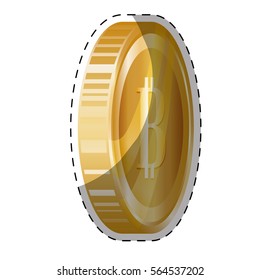 gold bitcoin coin icon over white background. vector illustration 