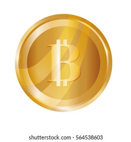gold bitcoin coin icon over white background. vector illustration 