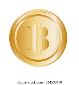 gold bitcoin coin icon over white background. vector illustration 