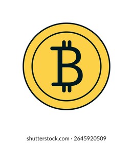 Bitcoin de ouro ícone de moeda representando criptomoeda digital para finanças, negociação e design de economia blockchain