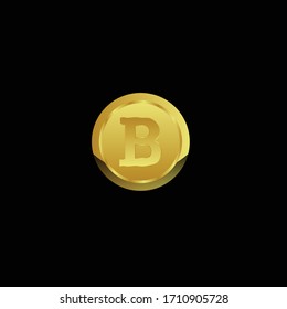 gold bitcoin coin.Conceptual vector illustration in flat style design.Isolated on background.