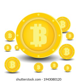 Gold bitcoin coins. Cryptocurrency gold coin bitcoin symbol