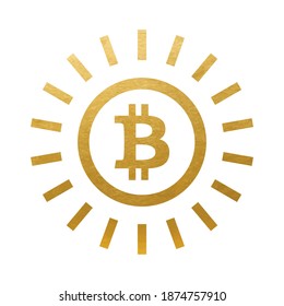 Gold Bitcoin Cryptocurrency Vector Symbol - Icon