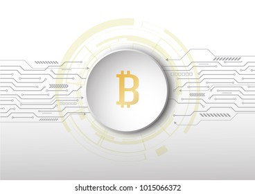 gold bitcoin digital currency.electronics circuit. vector illustration