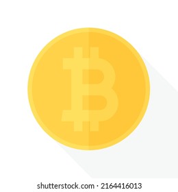 Gold bitcoin icon. Cryptocurrency, digital currency, business and finance concept. Flat design vector illustration.