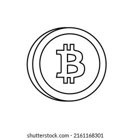 Gold bitcoin isolated coin in line style. Vector illustration