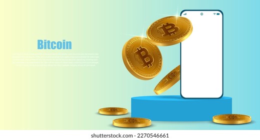 bitcoin dorado con espacio de copia de fondo móvil,concepto de tecnología criptodivisa