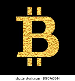 Gold Bitcoin. Money symbol. Vector graphic design.