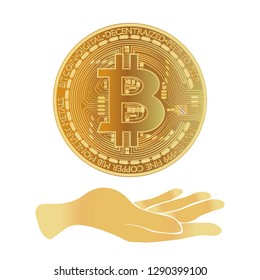 gold bitcoin  on white background