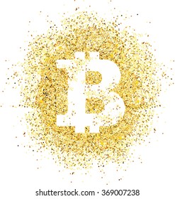 Gold Bitcoin symbol . Vector cryptography illustration
