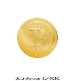 Gold bitcoin token coin isolated on white background. Electronic golden cryptocurrency. Vector illustration