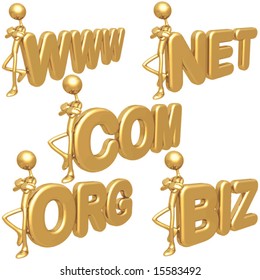 Gold BIZ COM NET ORG WWW symbols