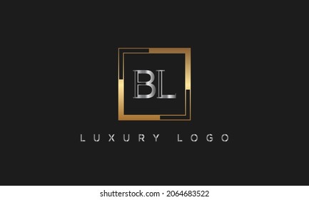 Gold BL or LB Letter Business Logo Design Alphabet Icon Vector Monogram
