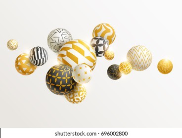 Gold and black 3D balls