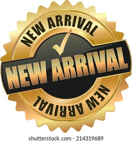 gold black 3d vector eps10 new arrival badge sign