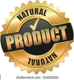 gold black 3d vector eps10 natural product badge sign