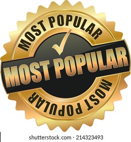 gold black 3d vector eps10 most popular badge sign