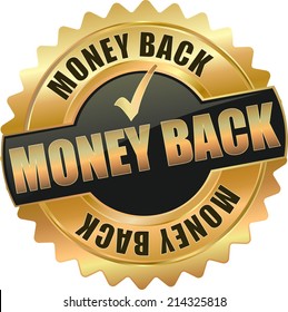 gold black 3d vector eps10 money back badge sign