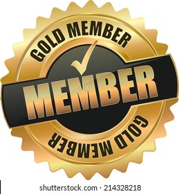 gold black 3d vector eps10 gold member badge sign