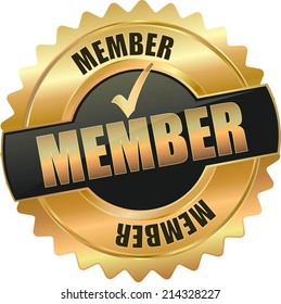 gold black 3d vector eps10 member badge sign
