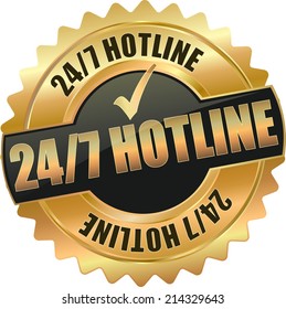 gold black 3d vector eps10 new 24/7 hotline sign
