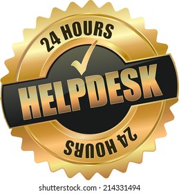 gold black 3d vector eps10 helpdesk badge sign