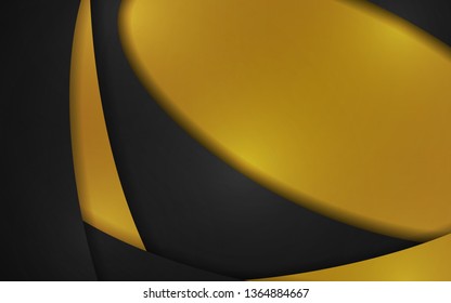 Gold and black abstract line curve element background. Vector illustration copy space modern design concept.