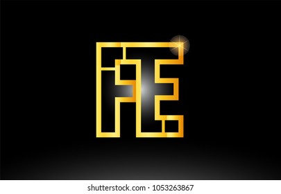 gold black alphabet letter fe f e logo combination design suitable for a company or business
