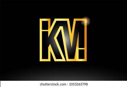 gold black alphabet letter km k m logo combination design suitable for a company or business