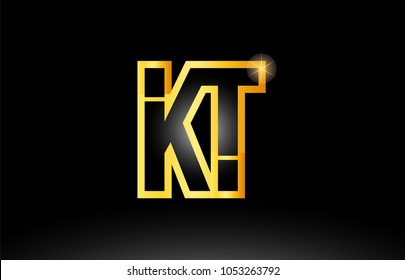 gold black alphabet letter kt k t logo combination design suitable for a company or business
