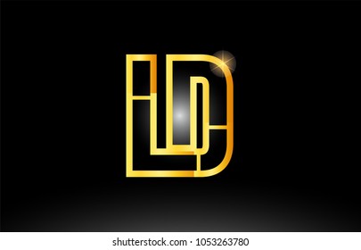 gold black alphabet letter ld l d logo combination design suitable for a company or business