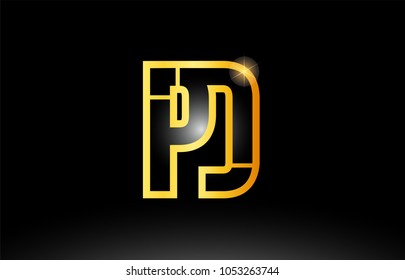 gold black alphabet letter pd p d logo combination design suitable for a company or business