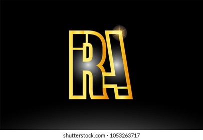 gold black alphabet letter ra r a logo combination design suitable for a company or business