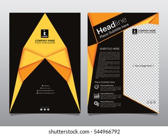 gold and black black annual report brochure flyer design template vector, Leaflet cover presentation abstract flat background, A4 size