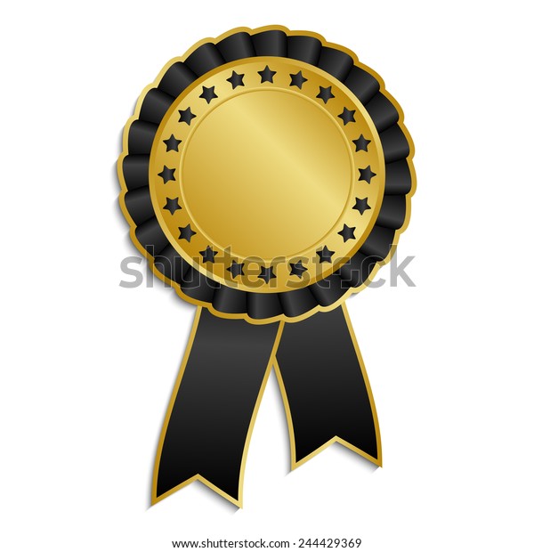 Gold Black Award Rosette Ribbon Stock Vector (Royalty Free) 244429369 ...