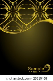 Gold and black background design with copy space and tattoo element