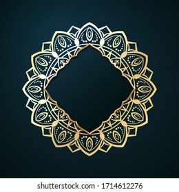 Gold and black background design. Oriental mandala swirl ornament