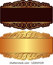 gold and black background with ornaments