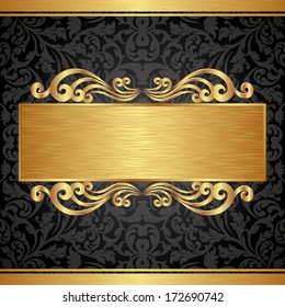 gold and black background with ornaments