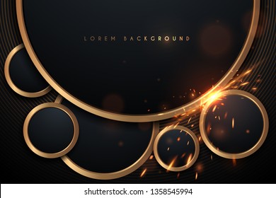 Gold and black background with sparks