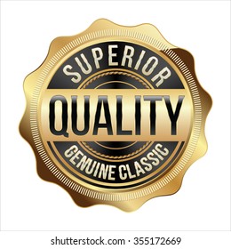 Gold and Black Badge on White Background. Superior Quality.