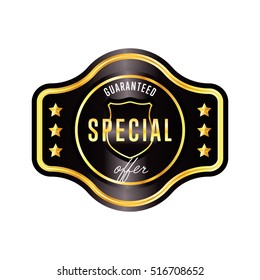 Gold and black badge vintage style isolated vector illustration